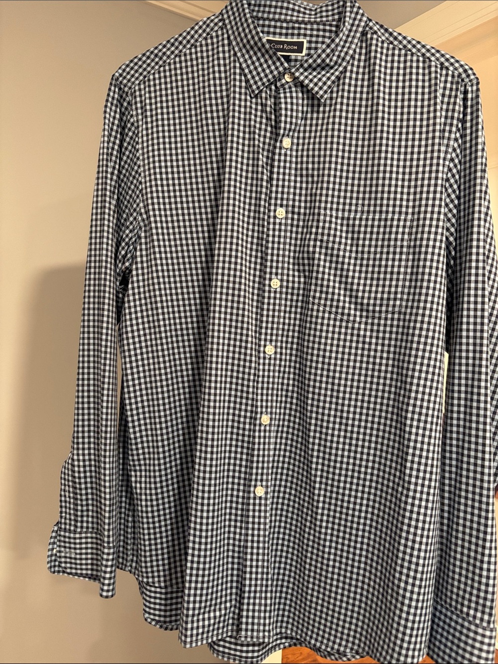 Club Room Navy & White Gingham Long-Sleeve Shirt
